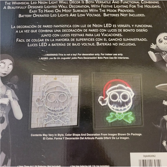 The Nightmare Before Christmas 14" Santa Jack Skellington "Neon" Sign LED Lights - Picture 9 of 9